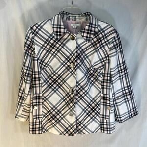 Cato womans pink black white plaid blazer 3/4 sleeve jacket size XL